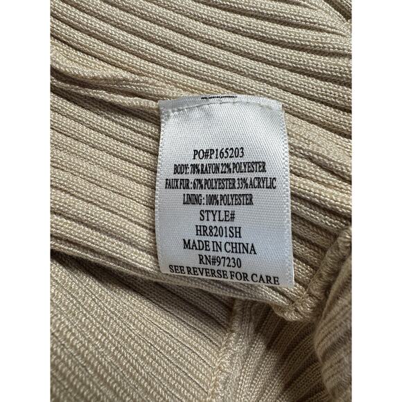 Absolutely Famous Sz S Faux Fur Cardigan Sweater Boho Chic Glam Cozy Layering - Picture 7 of 10